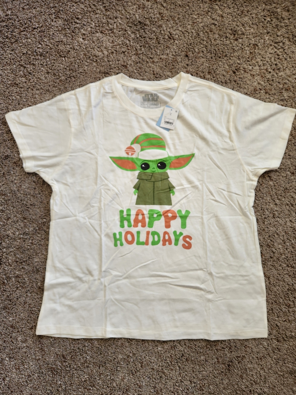 Star Wars  "Happy Holidays" Graphic Tee - Cream For Woman Size XL